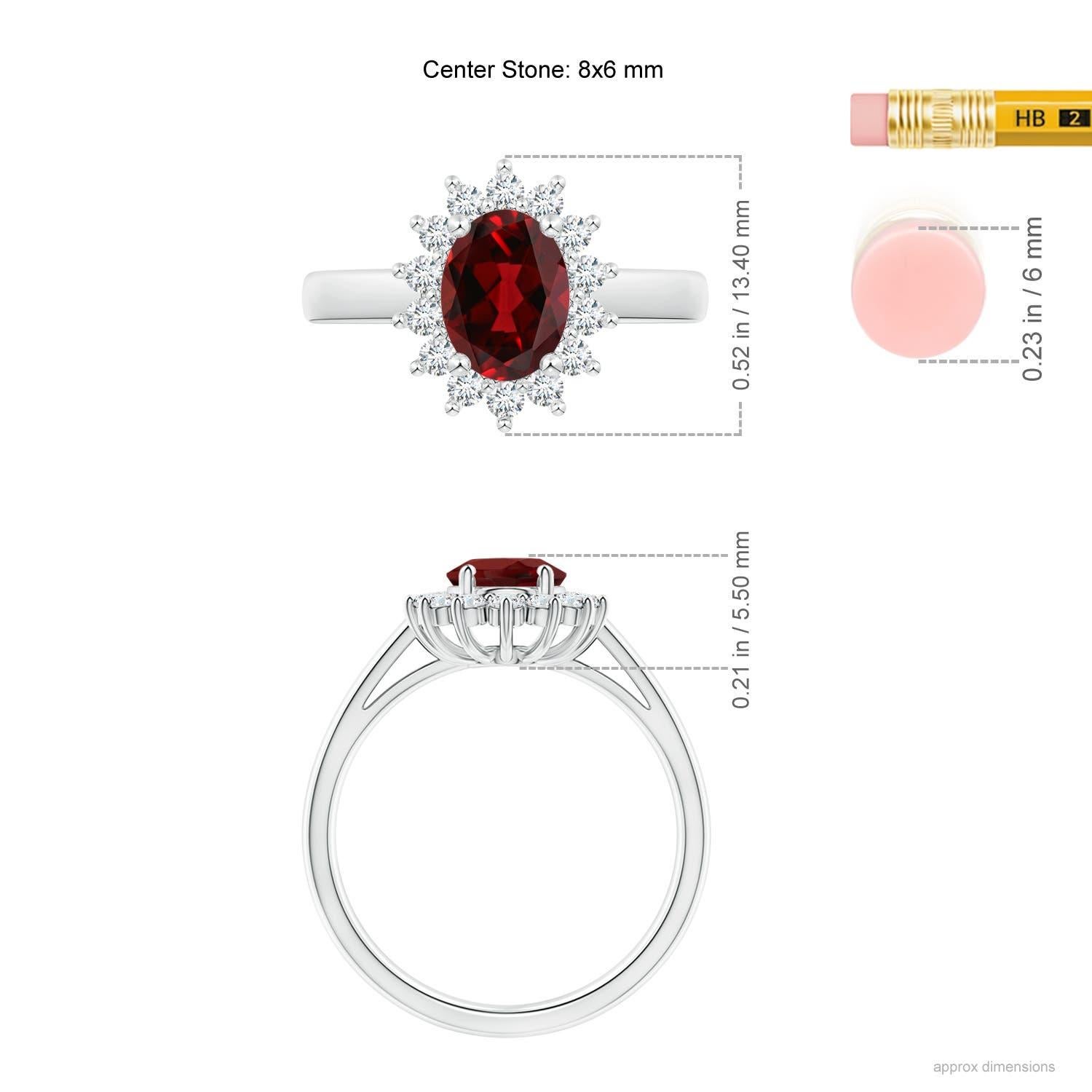 Angara natürlichen Prinzessin Diana inspiriert 1,45ct Granat Halo Ring in 14K massivem Gold im Angebot 2