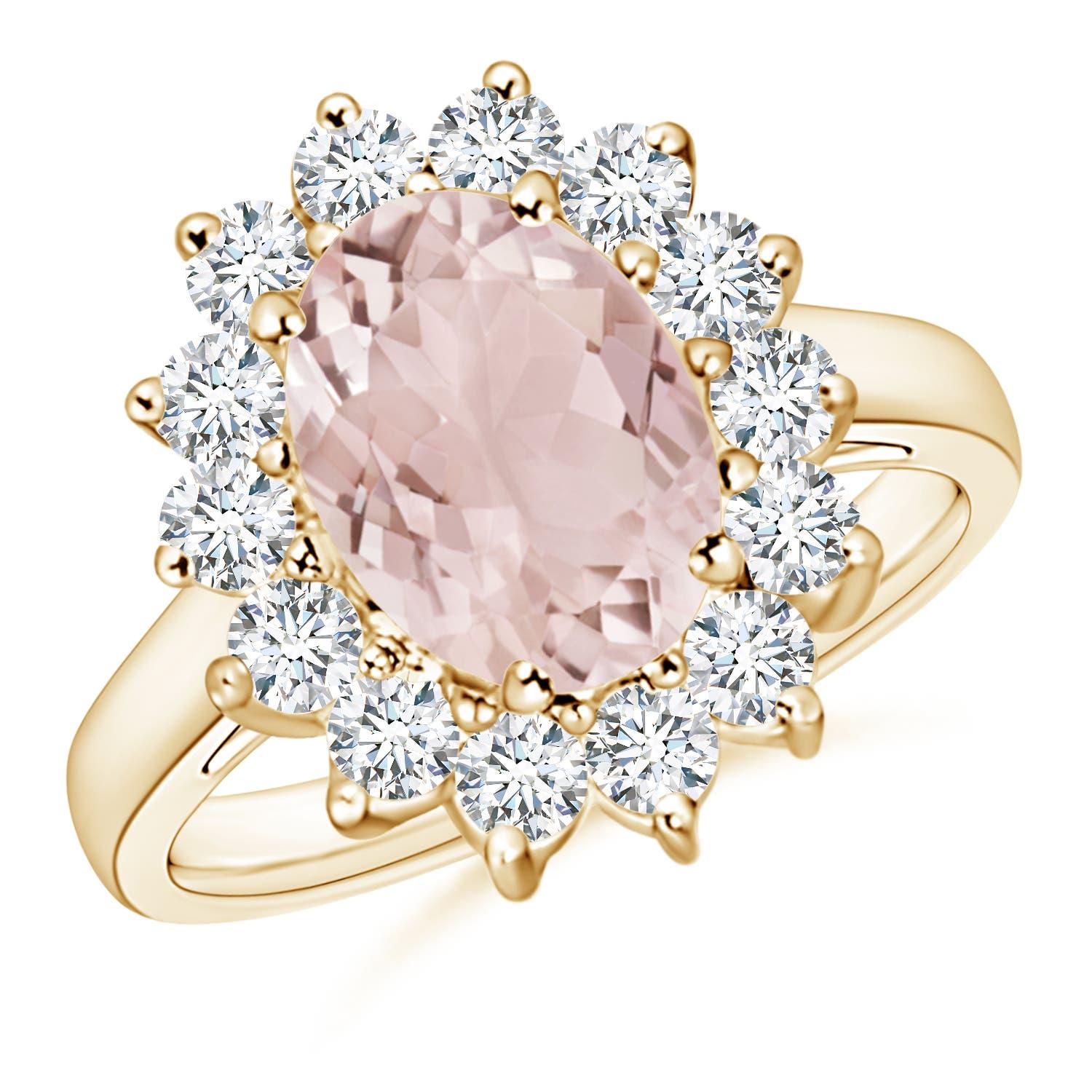 Angara natürlichen Prinzessin Diana inspiriert 2,5 ct Morganit Halo Ring in 14K Gold im Angebot 4