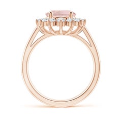 Anello aureolato con morganite da 2,5 carati in oro 14 carati di Angara, ispirato alla Principessa Diana.