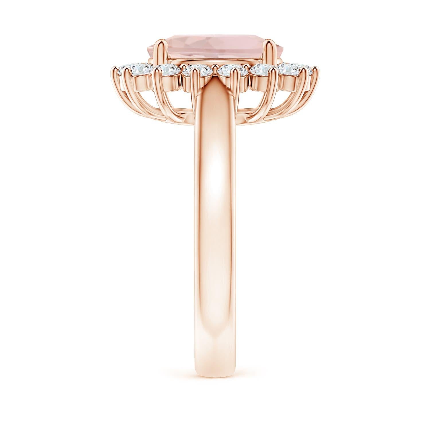Angara natürlichen Prinzessin Diana inspiriert 2,5 ct Morganit Halo Ring in 14K Gold Damen im Angebot