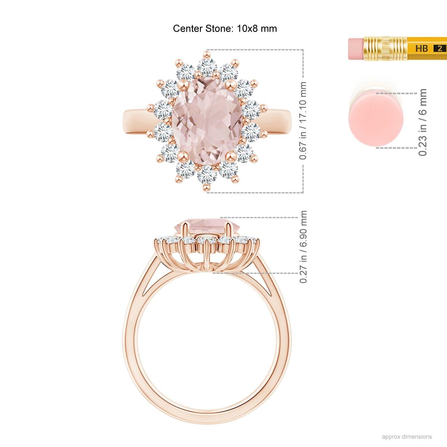 Angara natürlichen Prinzessin Diana inspiriert 2,5 ct Morganit Halo Ring in 14K Gold im Angebot 2