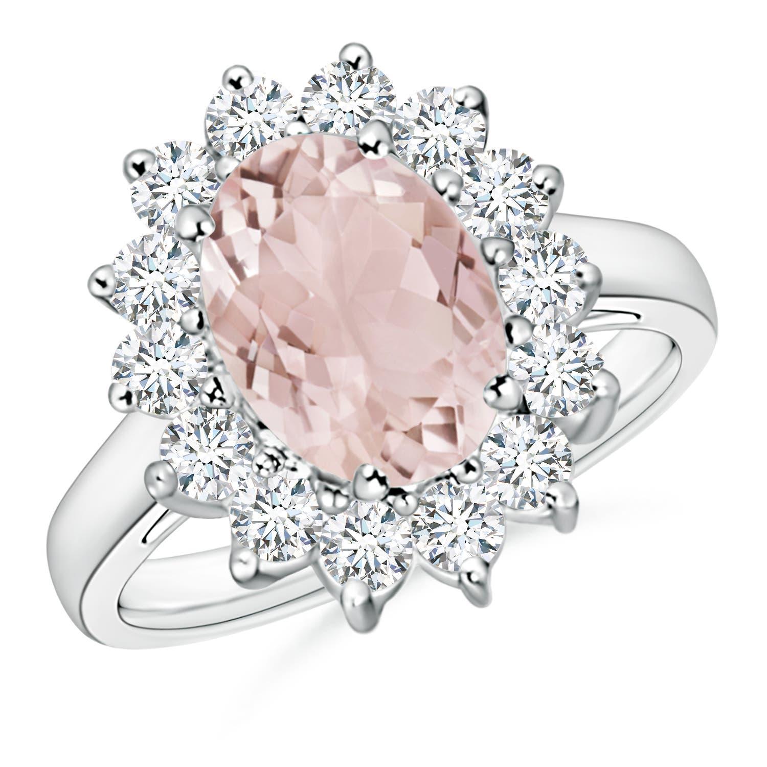 Angara natürlichen Prinzessin Diana inspiriert 2,5 ct Morganit Halo Ring in 14K Gold im Angebot 3
