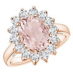 Angara Natural Princess Diana Inspired 2.5 ct Morganite Halo Ring in 14K Gold