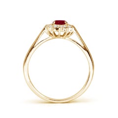 Angara Anello di rubino naturale ispirato alla Principessa Diana con anello di diamanti in oro 14K