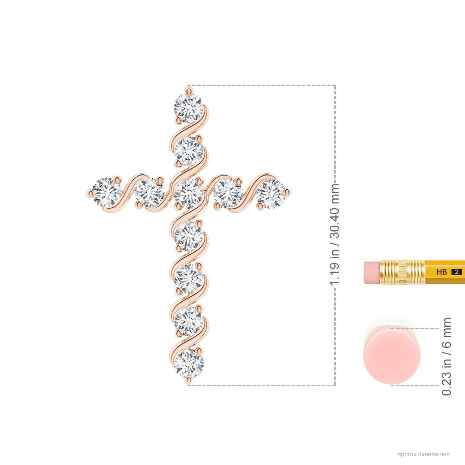 Angara Natural Prong und Bar Set 1,04 ct Diamant Kreuz Anhänger in 14K Rose Gold (Rundschliff) im Angebot
