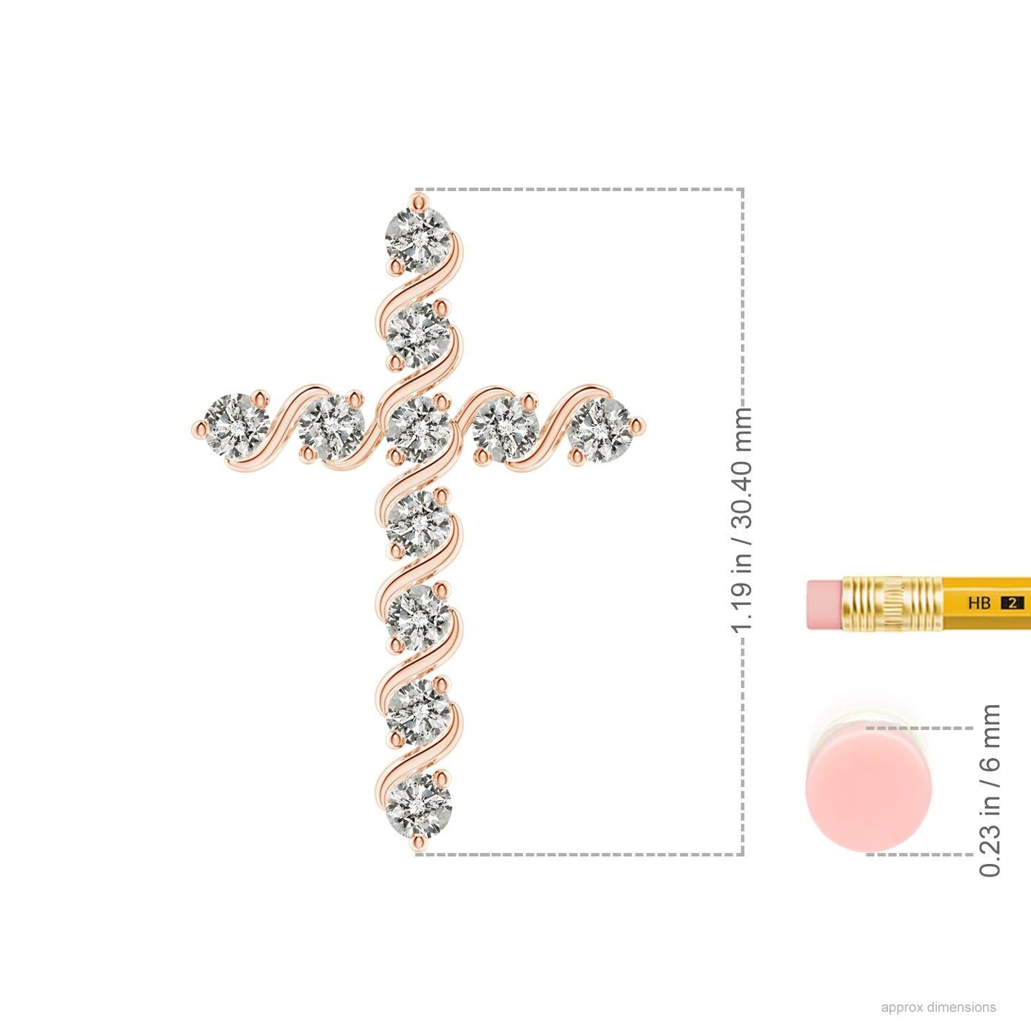 Angara Natural Prong und Bar Set 1,04 ct Diamant Kreuz Anhänger in 14K Rose Gold (Rundschliff) im Angebot