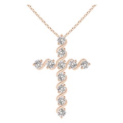 Angara Natural Prong und Bar Set 1,04 ct Diamant Kreuz Anhänger in 14K Rose Gold