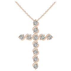 Angara Natural Prong und Bar Set 1,04 ct Diamant Kreuz Anhänger in 14K Rose Gold