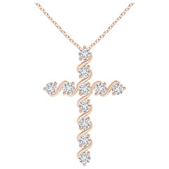 Angara Natural Prong und Bar Set 1,04 ct Diamant Kreuz Anhänger in 14K Rose Gold