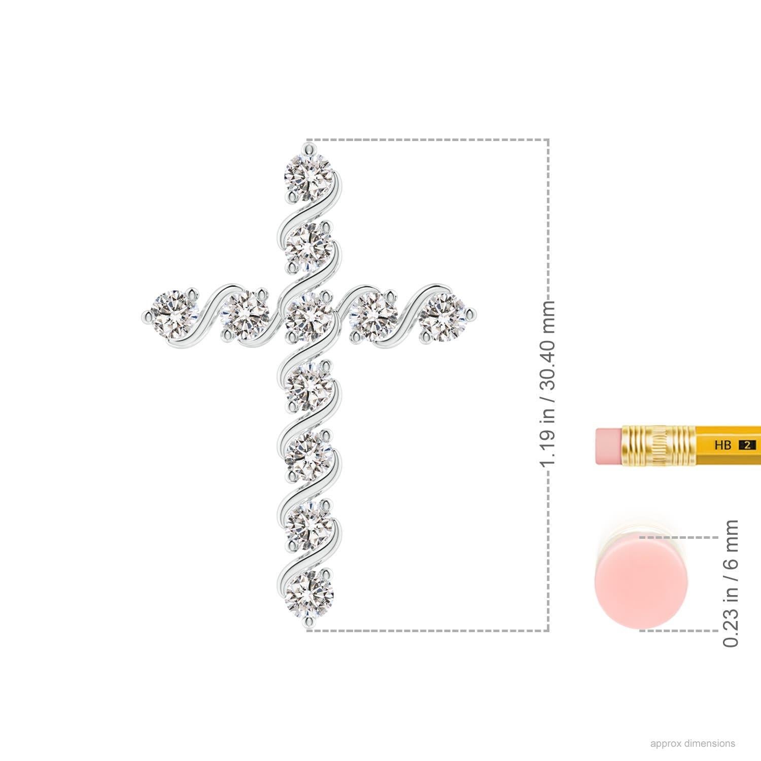 Angara Natural Prong und Bar Set 1,04 ct Diamant-Kreuz-Anhänger in 14K Weißgold (Rundschliff) im Angebot