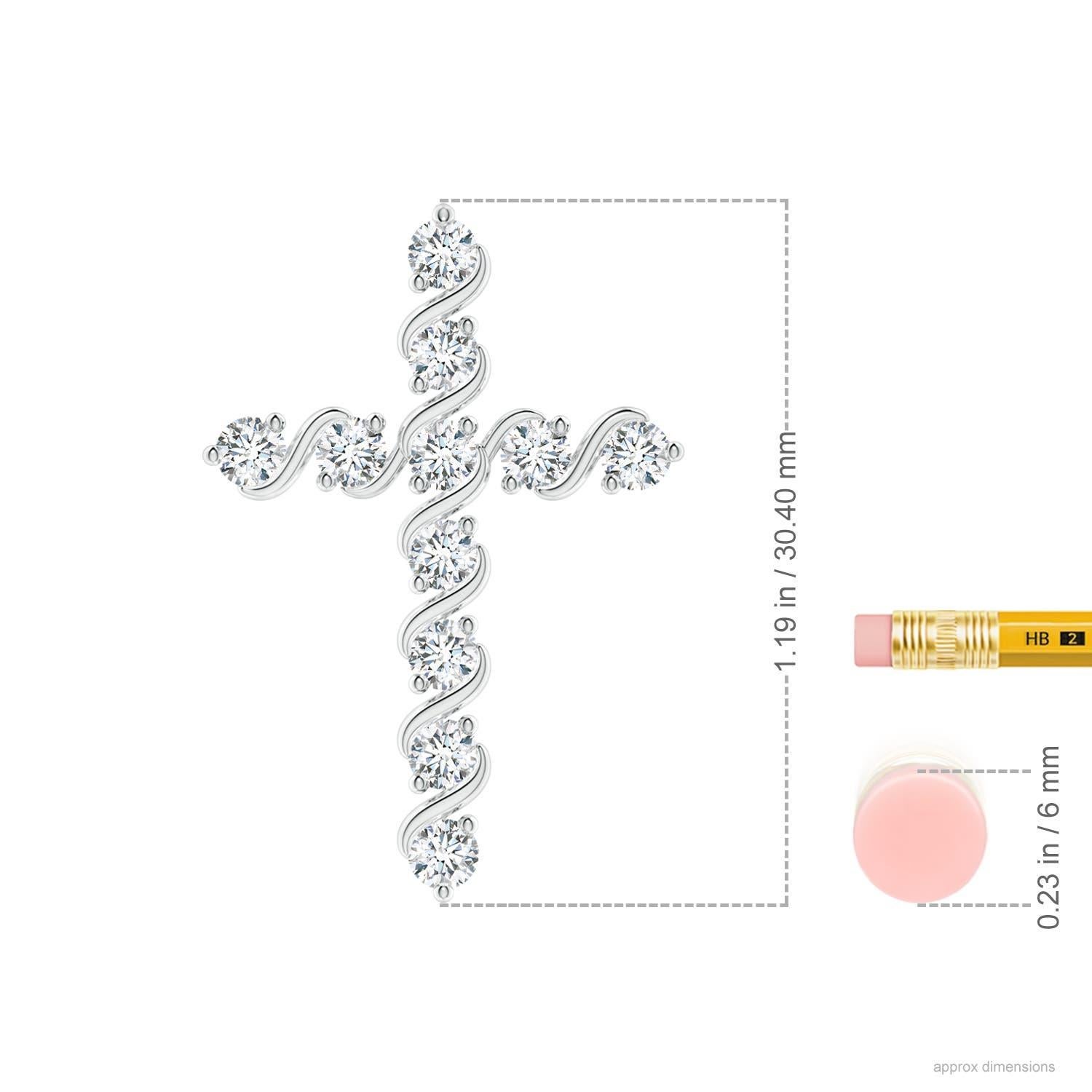 Angara Natural Prong und Bar Set 1,04 ct Diamant-Kreuz-Anhänger in 14K Weißgold (Rundschliff) im Angebot