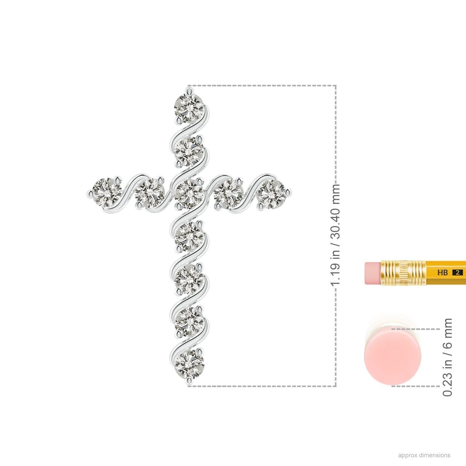 Angara Natural Prong und Bar Set 1,04 ct Diamant-Kreuz-Anhänger in 14K Weißgold (Rundschliff) im Angebot