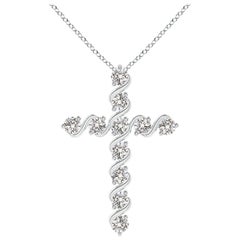 Angara Natural Prong und Bar Set 1,04 ct Diamant-Kreuz-Anhänger in 14K Weißgold