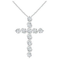 Angara Natural Prong und Bar Set 1,04 ct Diamant-Kreuz-Anhänger in 14K Weißgold