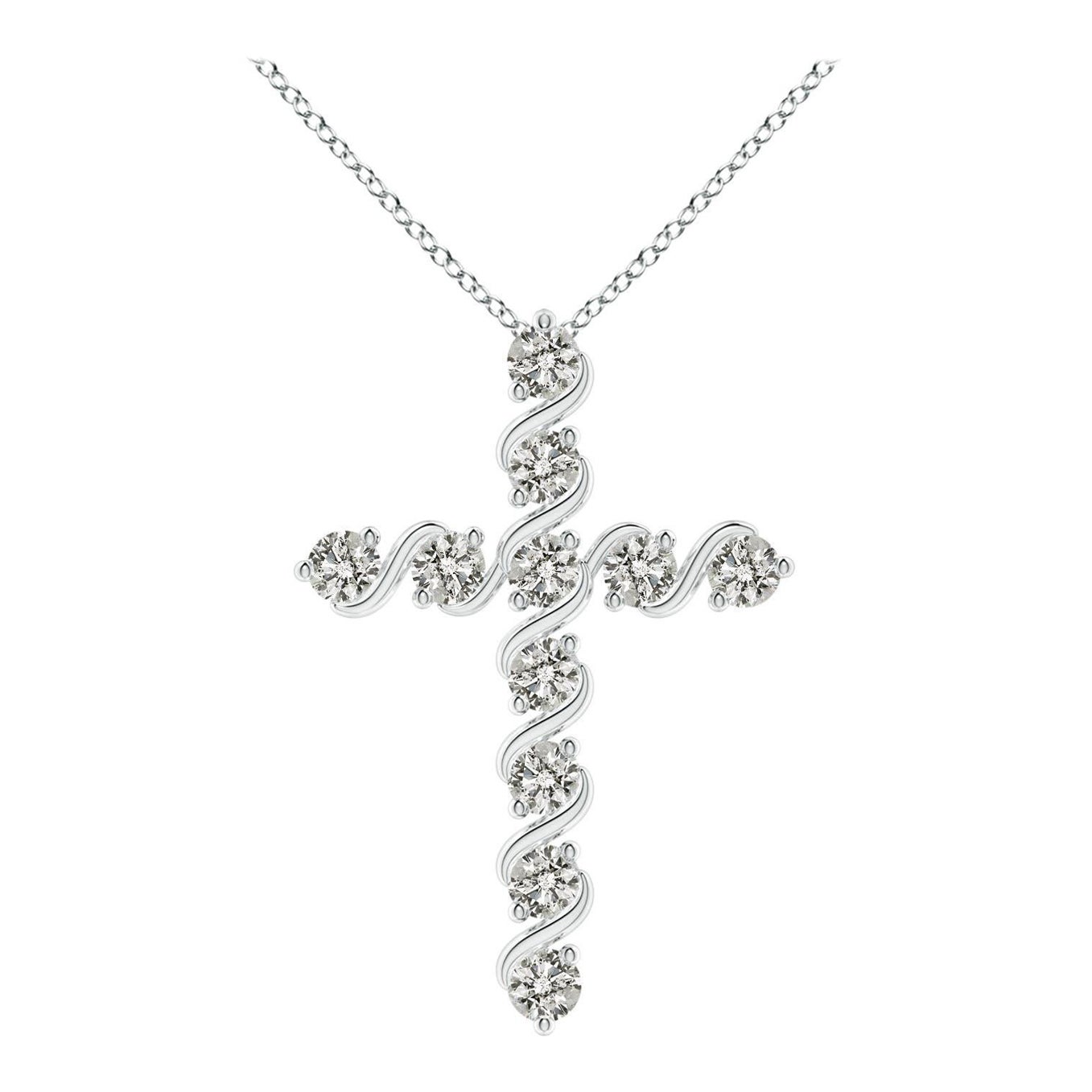Angara Natural Prong und Bar Set 1,04 ct Diamant-Kreuz-Anhänger in 14K Weißgold