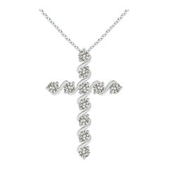 Angara Natural Prong und Bar Set 1,04 ct Diamant-Kreuz-Anhänger in 14K Weißgold