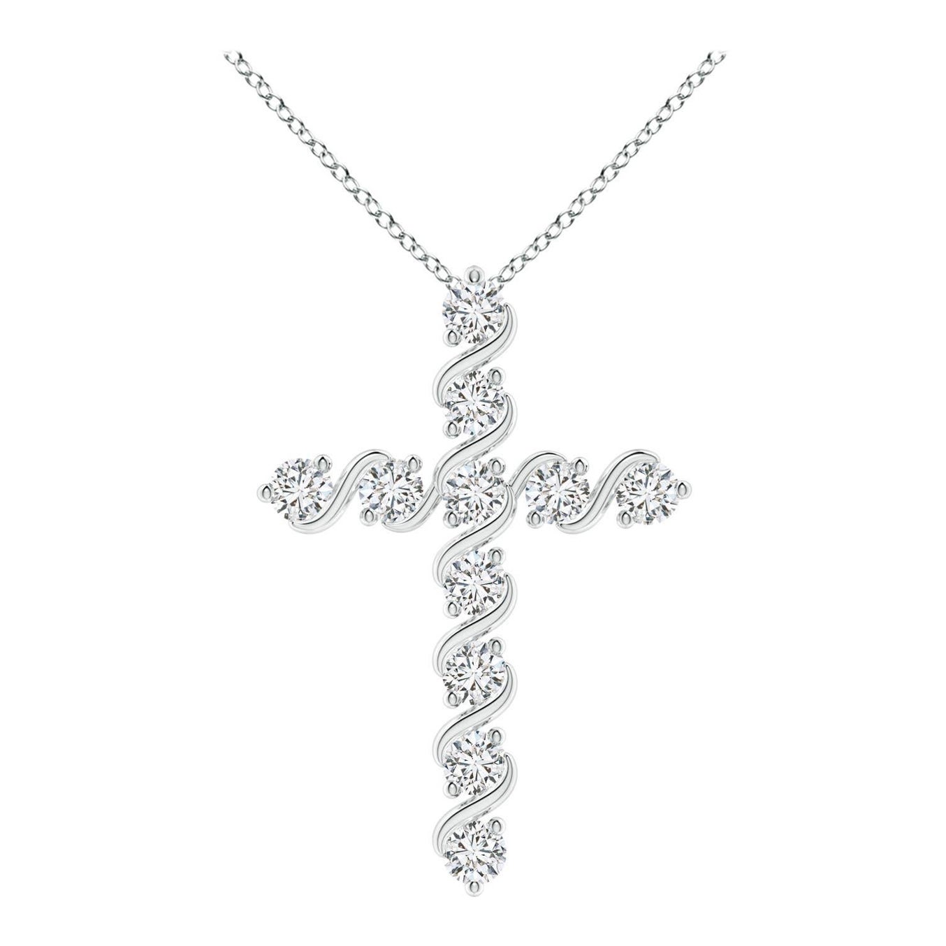 Angara Natural Prong und Bar Set 1,04 ct Diamant-Kreuz-Anhänger in 14K Weißgold
