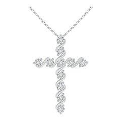 Angara Natural Prong und Bar Set 1,04 ct Diamant-Kreuz-Anhänger in 14K Weißgold