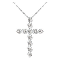 Angara Natural Prong and Bar Set 1.04 ct Diamond Cross Pendant in Platinum