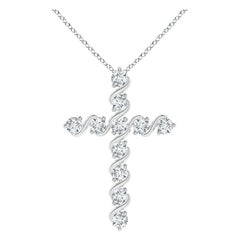 Angara Natural Prong and Bar Set 1.04 ct Diamond Cross Pendant in Platinum