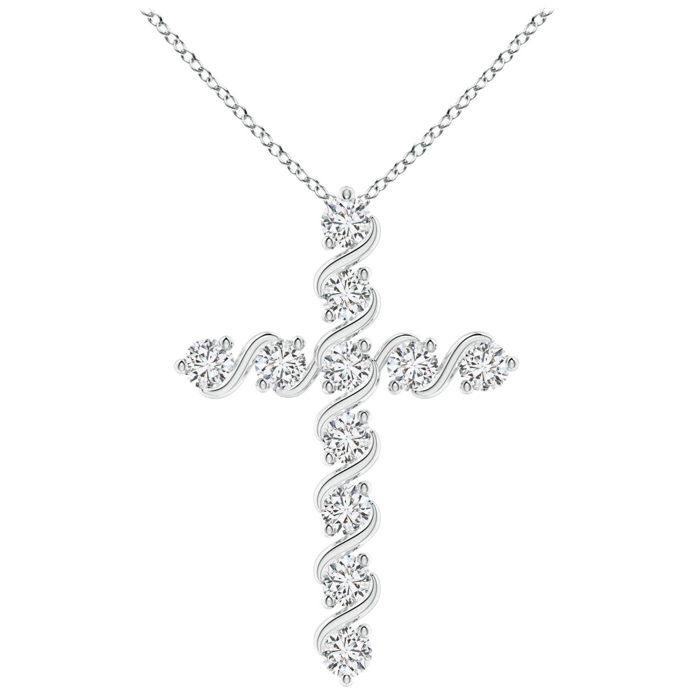 Angara Natural Prong und Bar Set 1,04 Karat Diamant Kreuz Anhänger in Platin