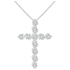 Angara Natural Prong and Bar Set 1.04 ct Diamond Cross Pendant in Platinum