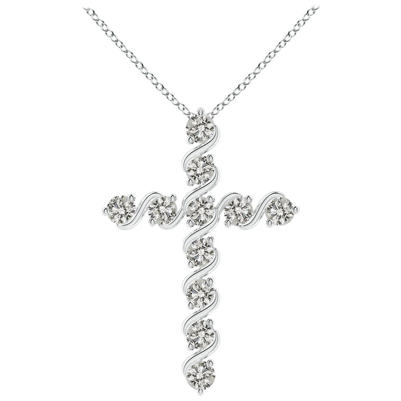 Angara Natural Prong und Bar Set 1,04 Karat Diamant Kreuz Anhänger in Platin