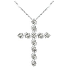Angara Natural Prong and Bar Set 1.04 ct Diamond Cross Pendant in Platinum