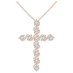 Angara Natural Prong und Bar Set 1,49 Karat Diamant Kreuz Anhänger in 14K Rose Gold