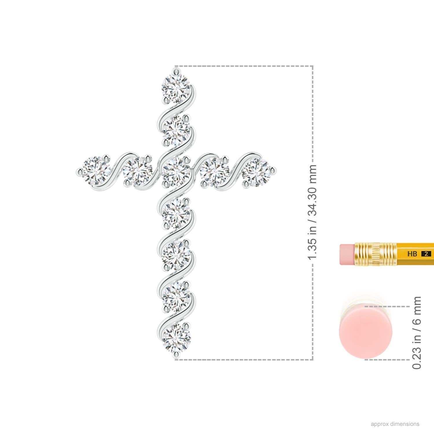 Angara Natural Prong und Bar Set 1,49 Karat Diamant Kreuz Anhänger in 14K Weißgold (Rundschliff) im Angebot