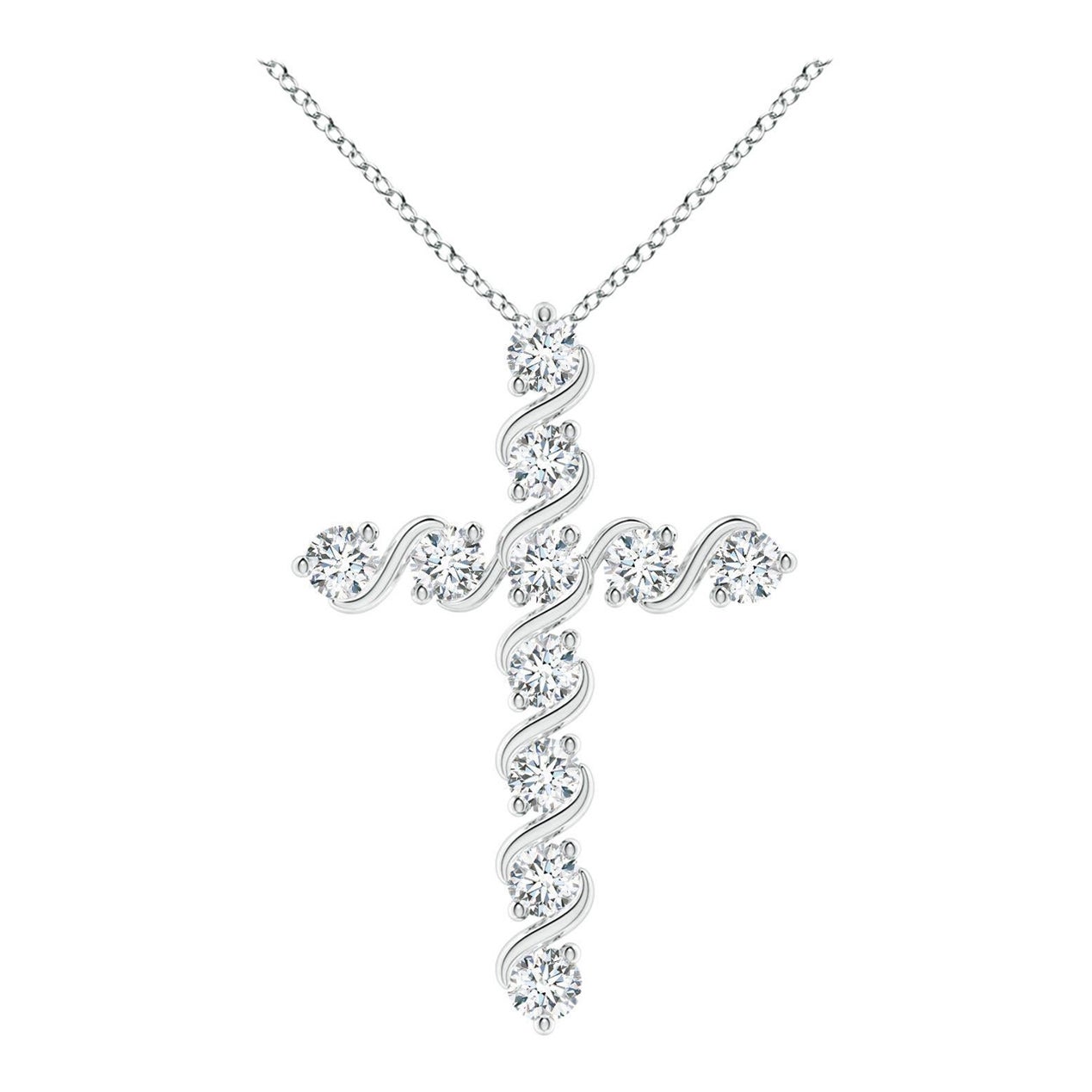 Angara Natural Prong und Bar Set 1,49 Karat Diamant Kreuz Anhänger in 14K Weißgold