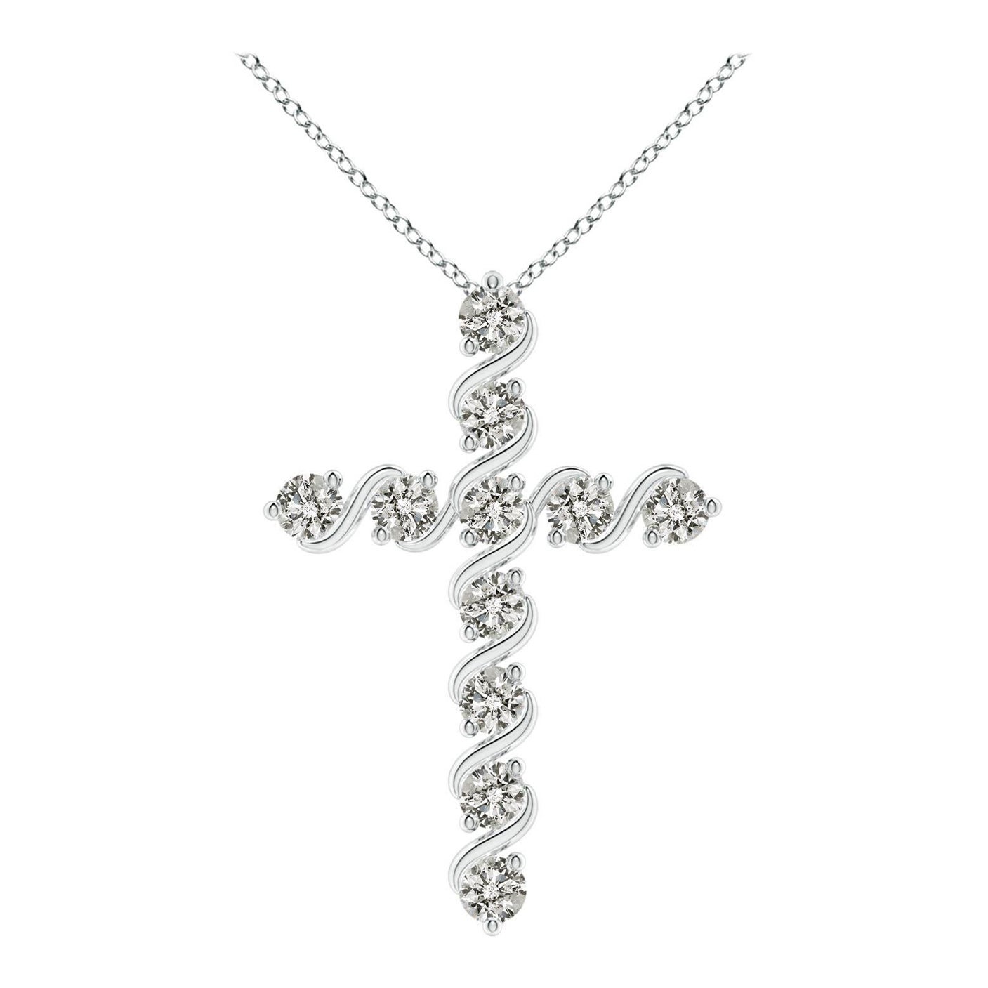 Angara Natural Prong und Bar Set 1,49 Karat Diamant Kreuz Anhänger in 14K Weißgold
