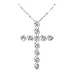 Angara Natural Prong und Bar Set 1,49 Karat Diamant Kreuz Anhänger in 14K Weißgold