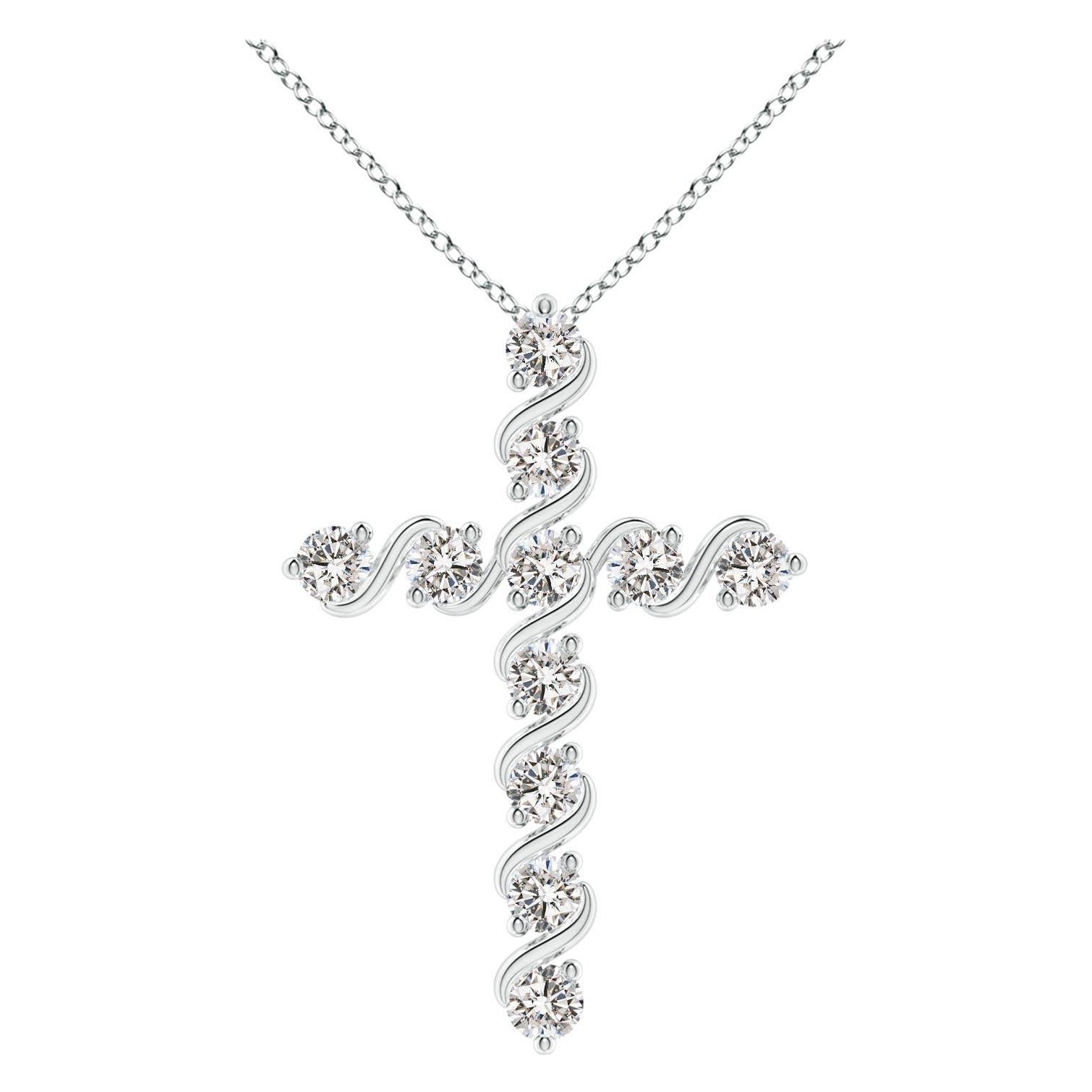 Angara Natural Prong und Bar Set 1,49 Karat Diamant Kreuz Anhänger in Platin
