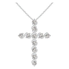 Angara Natural Prong and Bar Set 1.49 ct Diamond Cross Pendant in Platinum