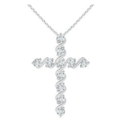 Angara Natural Prong and Bar Set 1.49 ct Diamond Cross Pendant in Platinum