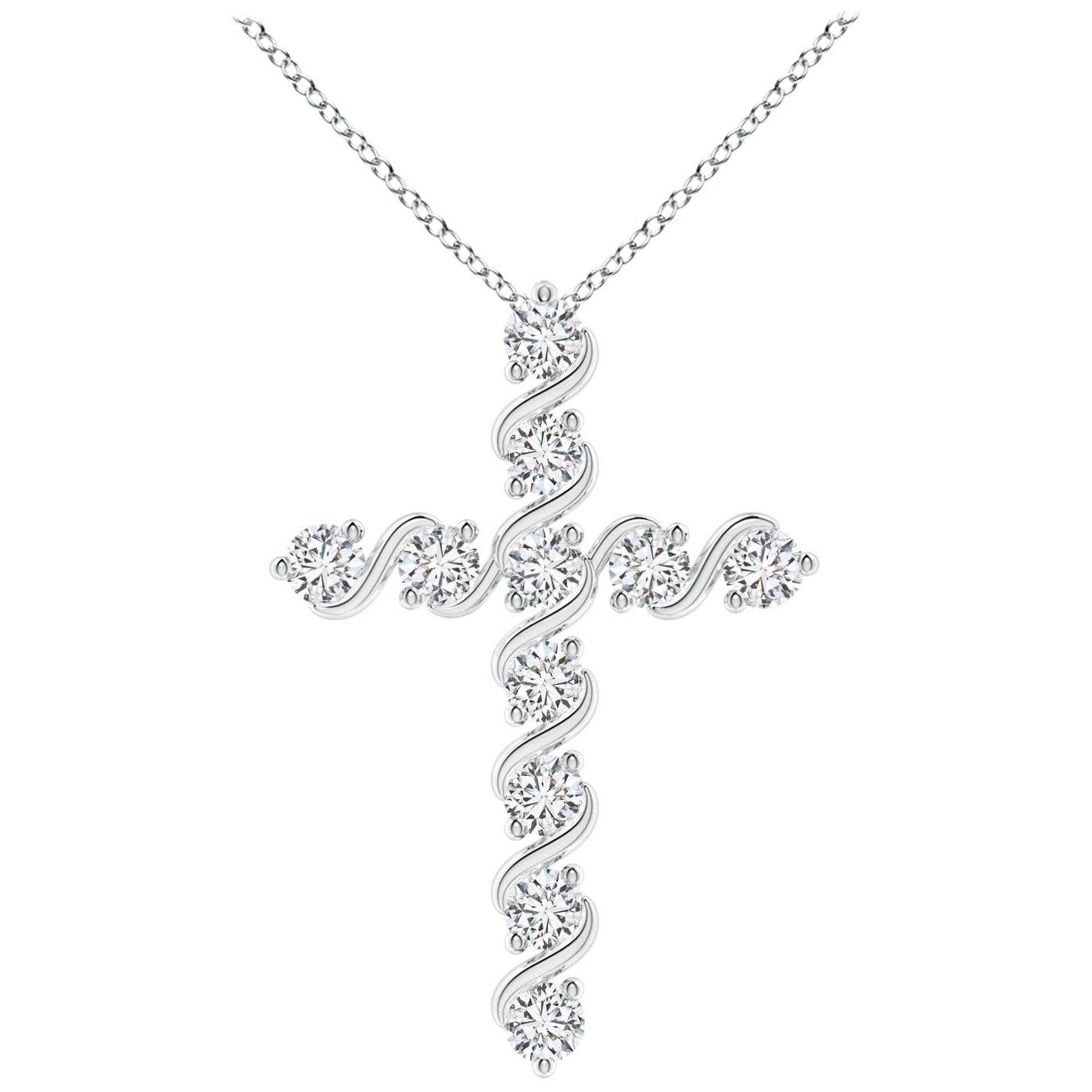 Angara Natural Prong und Bar Set 1,49 Karat Diamant Kreuz Anhänger in Platin