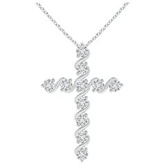 Angara Natural Prong and Bar Set 1.49 ct Diamond Cross Pendant in Platinum