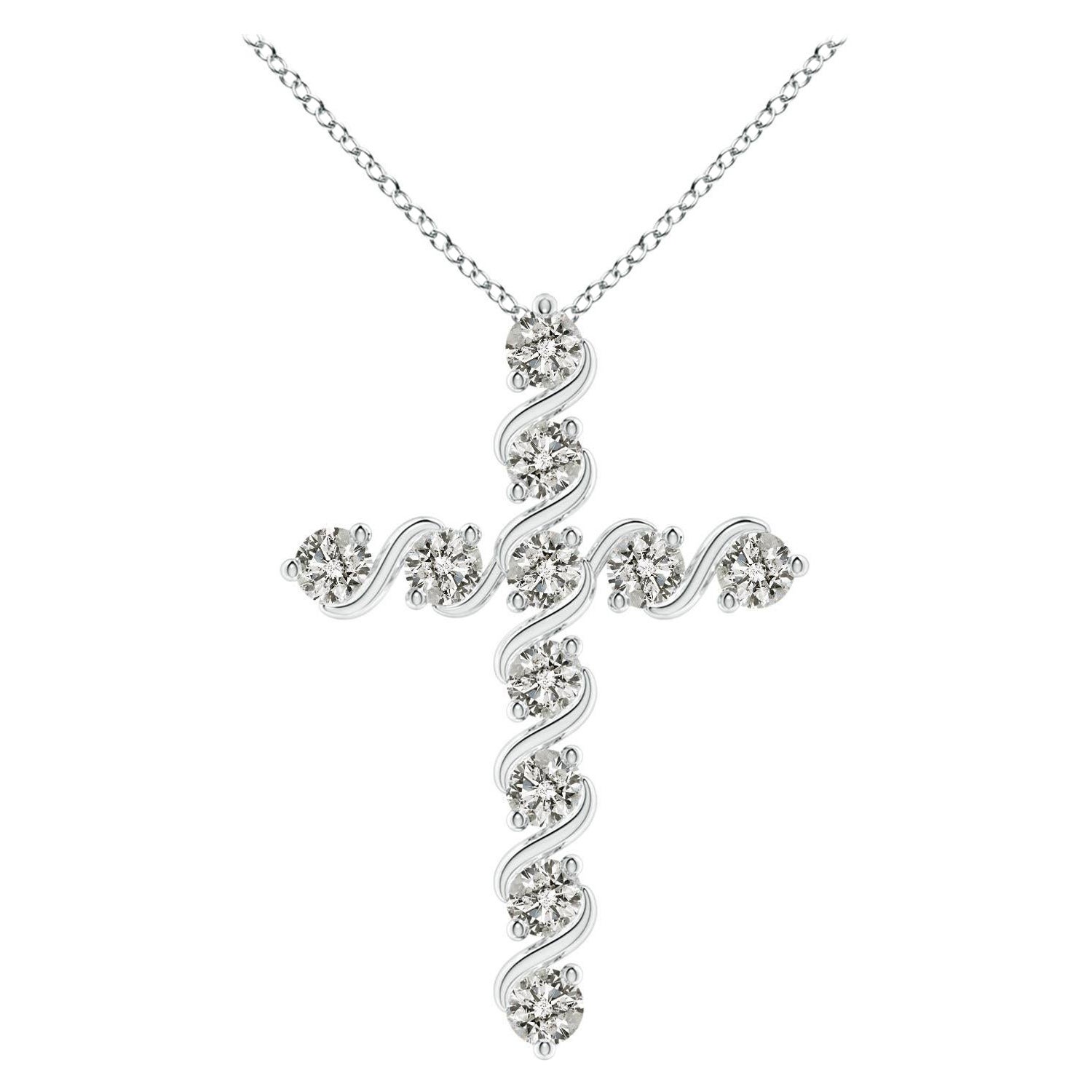 Angara Natural Prong und Bar Set 1,49 Karat Diamant Kreuz Anhänger in Platin