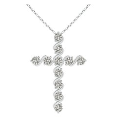 Angara Natural Prong and Bar Set 1.49 ct Diamond Cross Pendant in Platinum