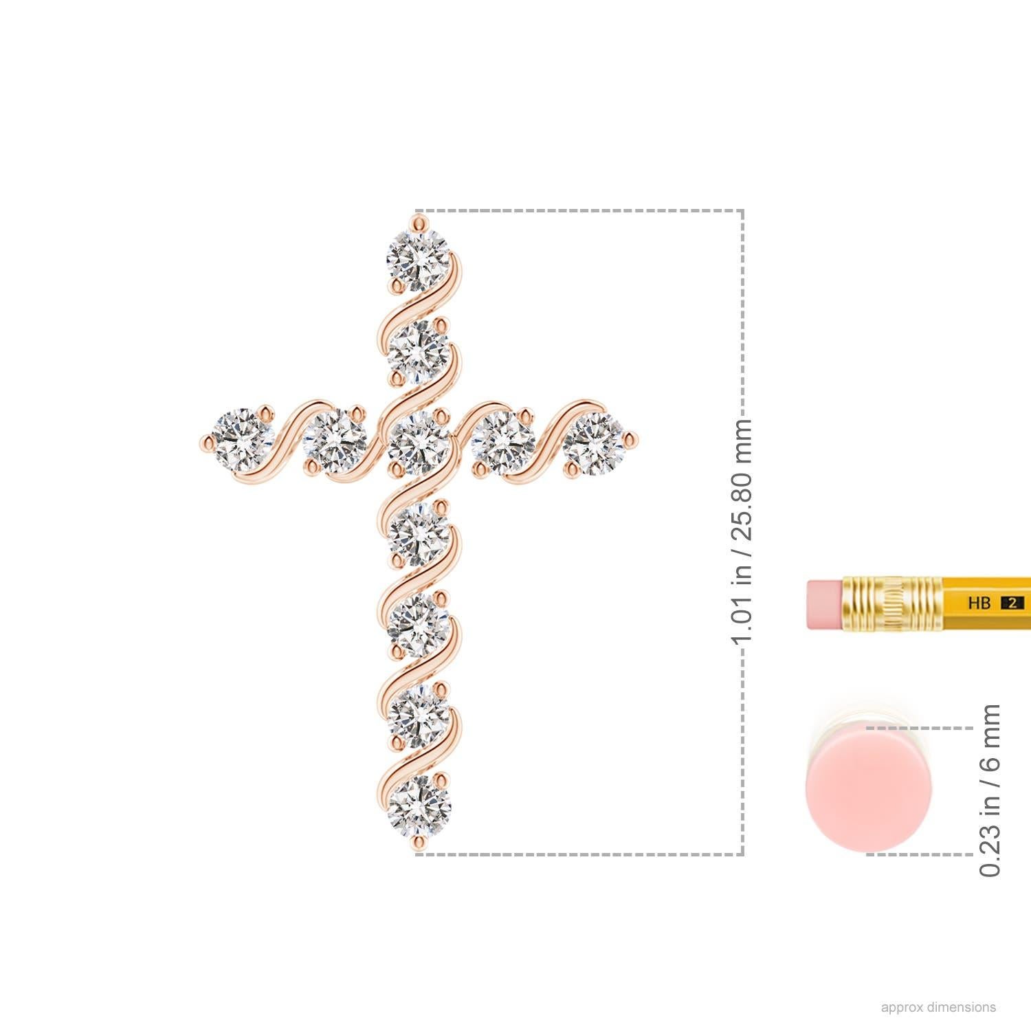 Angara Natural Prong und Bar Set Diamant-Kreuz-Anhänger in 14K Rose Gold (Rundschliff) im Angebot