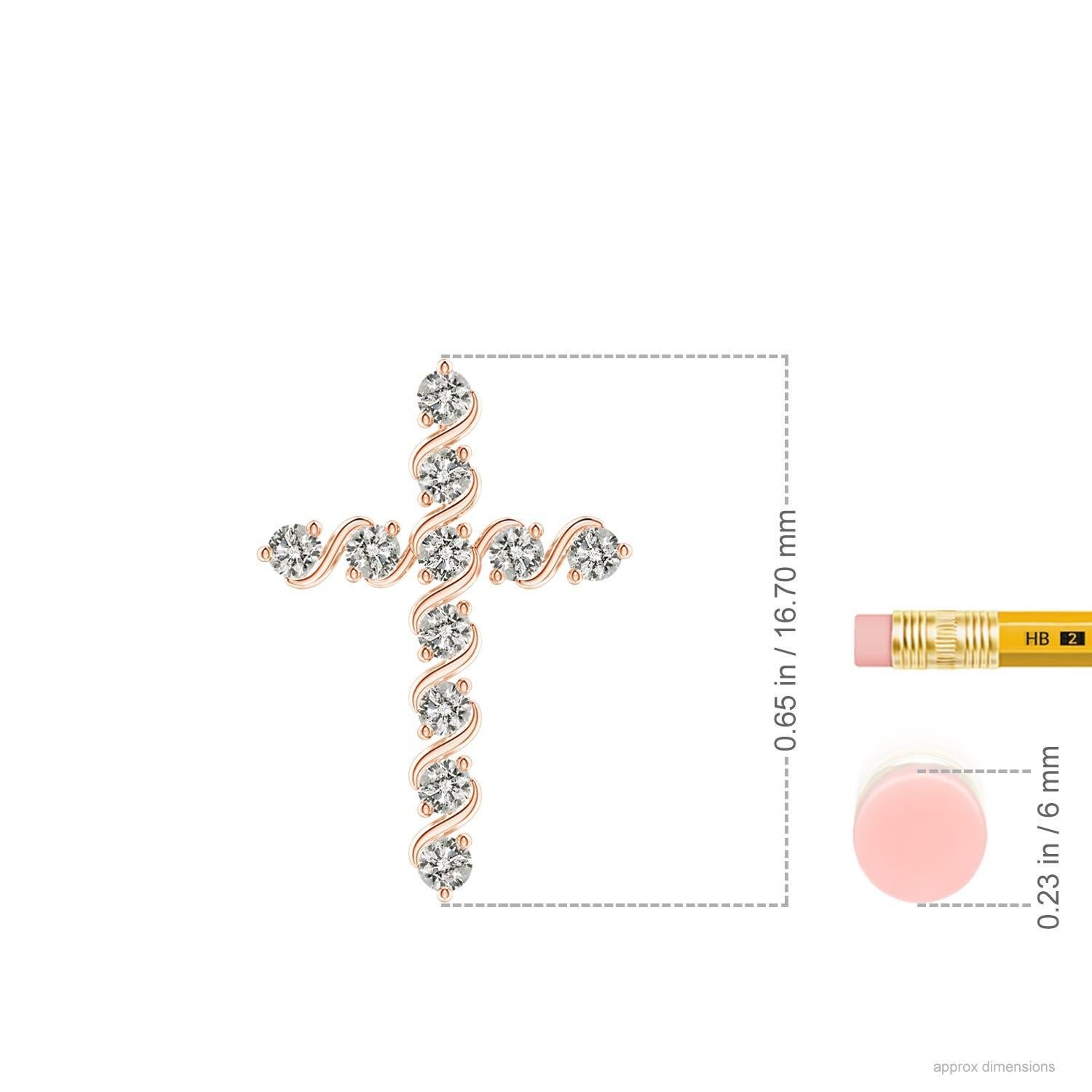Angara Natural Prong und Bar Set Diamant-Kreuz-Anhänger in 14K Rose Gold (Rundschliff) im Angebot
