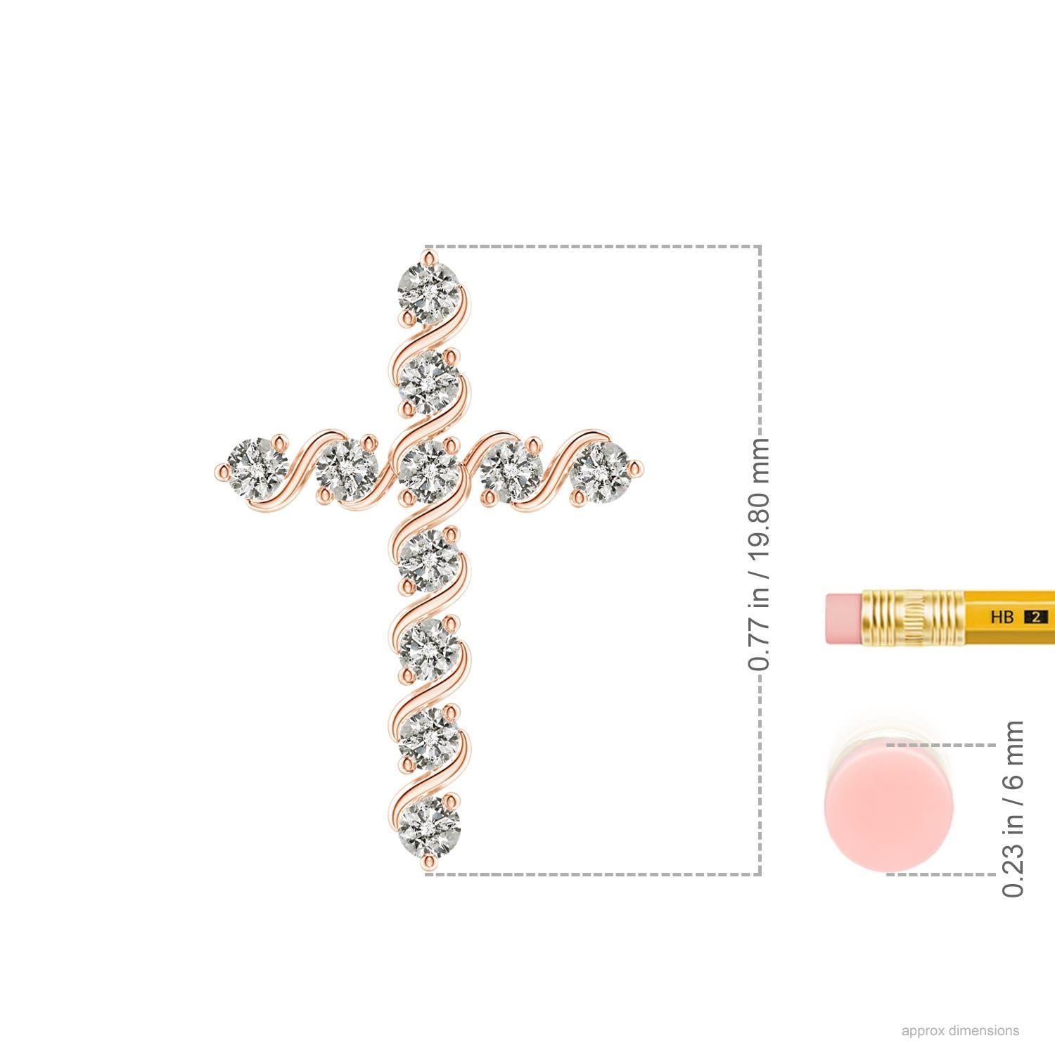 Angara Natural Prong und Bar Set Diamant-Kreuz-Anhänger in 14K Rose Gold (Rundschliff) im Angebot