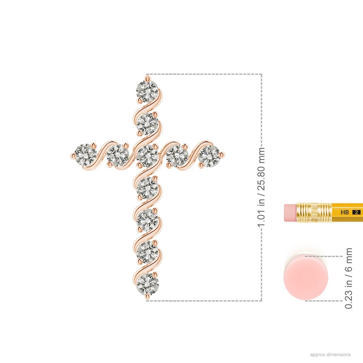 Angara Natural Prong und Bar Set Diamant-Kreuz-Anhänger in 14K Rose Gold (Rundschliff) im Angebot