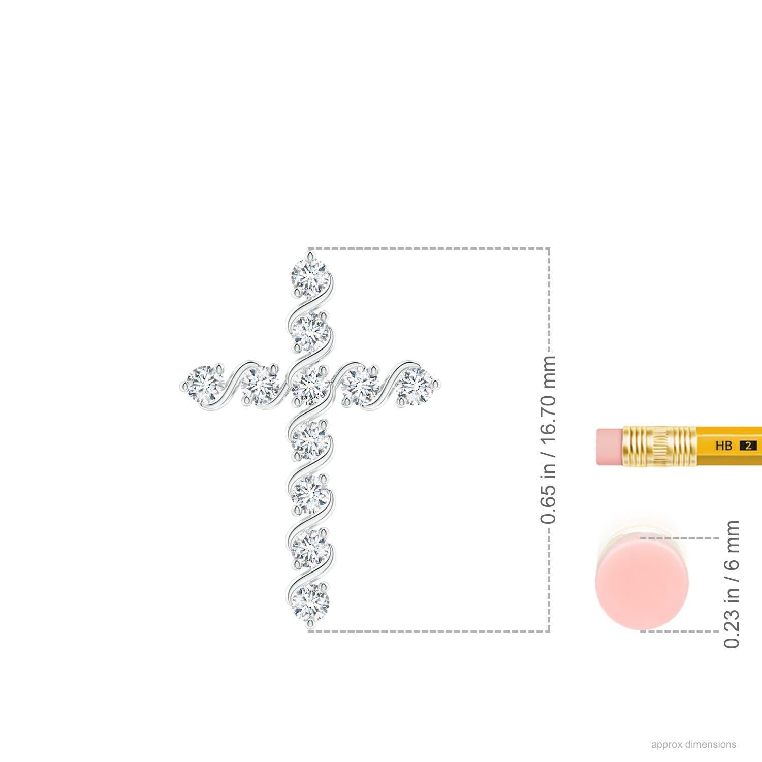 Angara Natural Prong und Bar Set Diamond Cross Anhänger in 14K Weißgold (Rundschliff) im Angebot