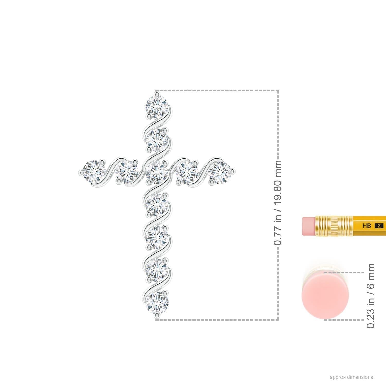 Angara Natural Prong und Bar Set Diamond Cross Anhänger in 14K Weißgold (Rundschliff) im Angebot