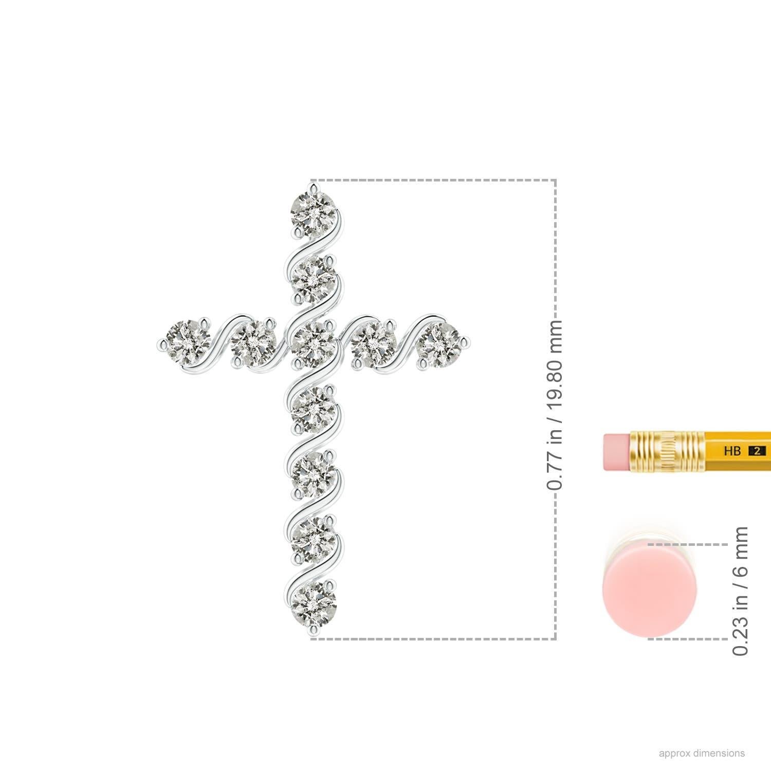 Angara Natural Prong und Bar Set Diamond Cross Anhänger in 14K Weißgold (Rundschliff) im Angebot