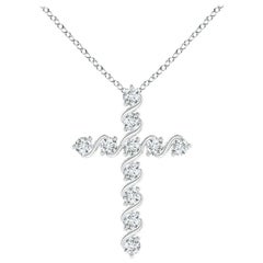 Angara Natural Prong und Bar Set Diamond Cross Anhänger in 14K Weißgold
