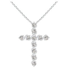 Angara Natural Prong und Bar Set Diamond Cross Anhänger in 14K Weißgold