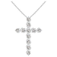 Angara Natural Prong und Bar Set Diamond Cross Anhänger in 14K Weißgold